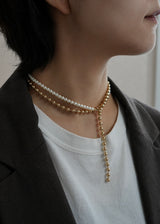 pearl × ball long necklace