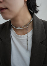 pearl × ball long necklace