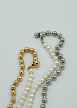 pearl × ball long necklace