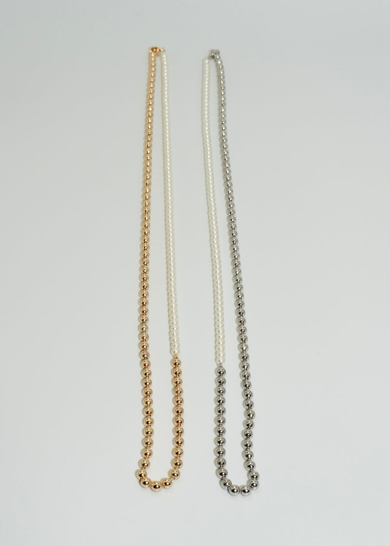 pearl × ball long necklace