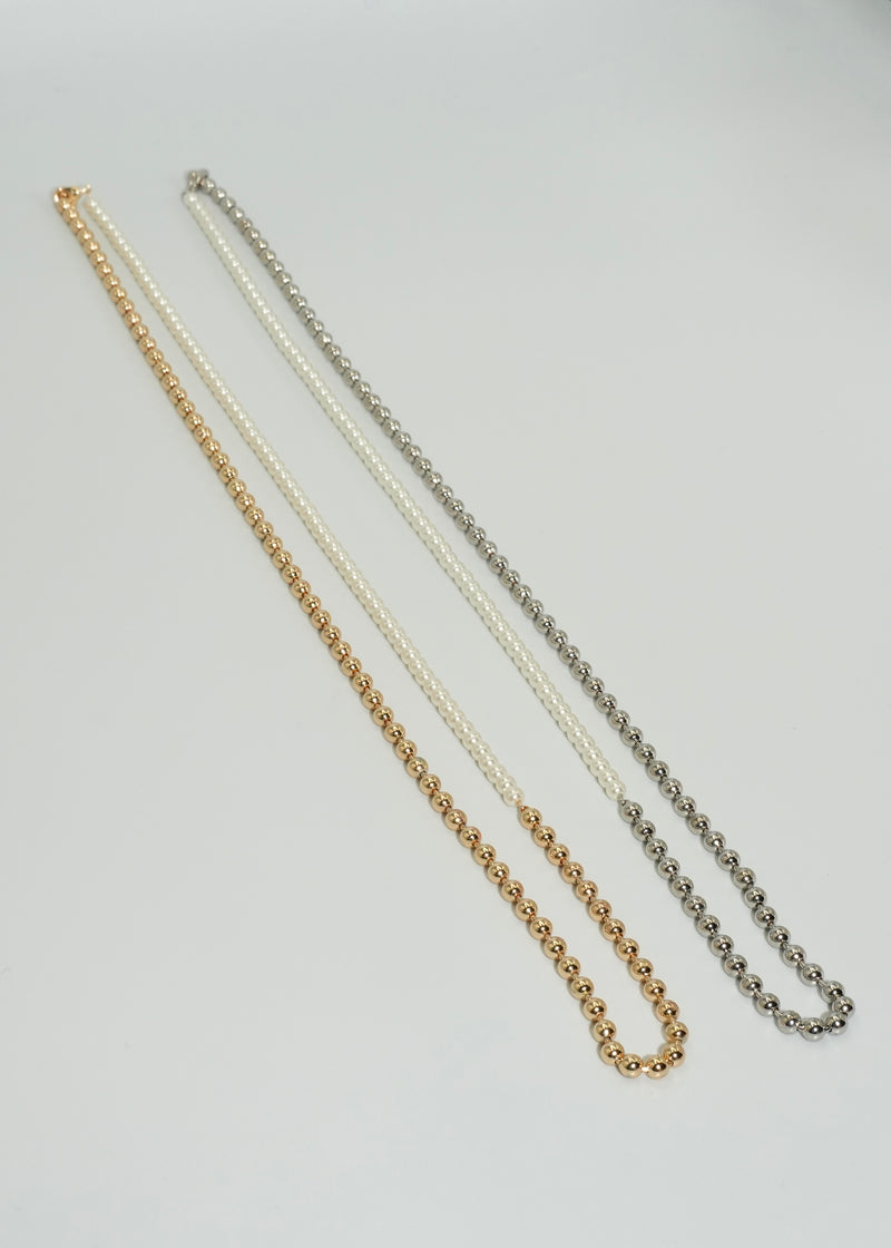 pearl × ball long necklace