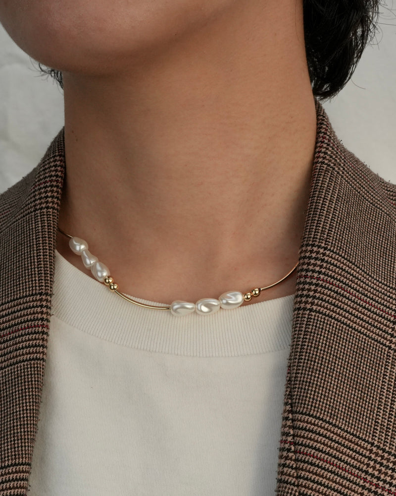 pearl wave short necklace