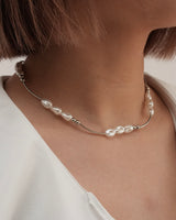 pearl wave short necklace