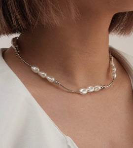 pearl wave short necklace