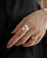 triple large pearl ring