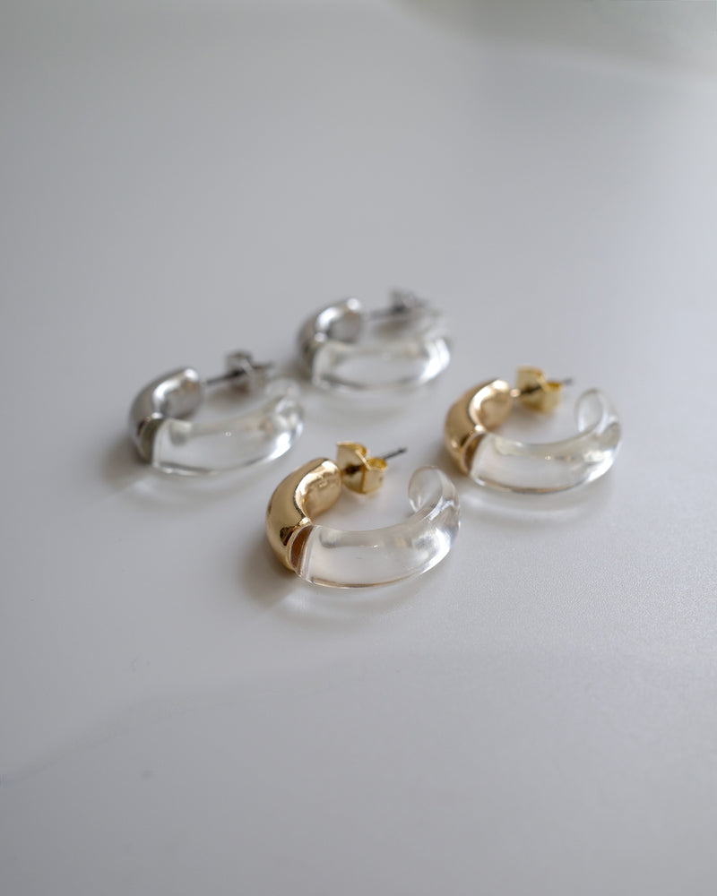 clear & bullion hoop pierce