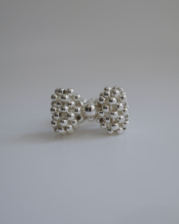 silver beads ribbon ring