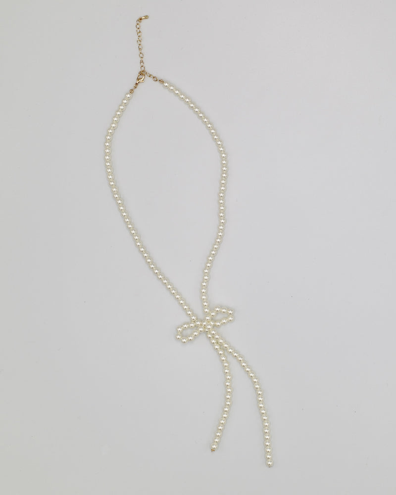 pearl ribbon long necklace