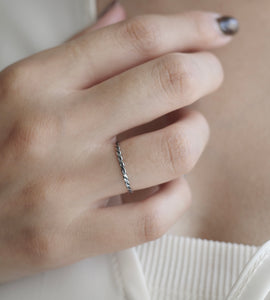 thin flat cross line ring (silver925)