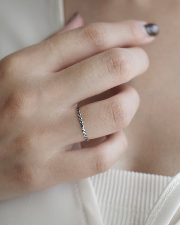 thin flat cross line ring (silver925)